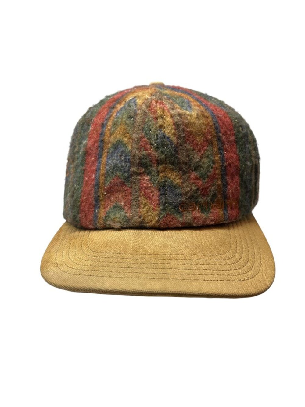 Carhartt Vintage Snapback Hat Cap Aztec Blanket USA Made 80's Distressed Retro